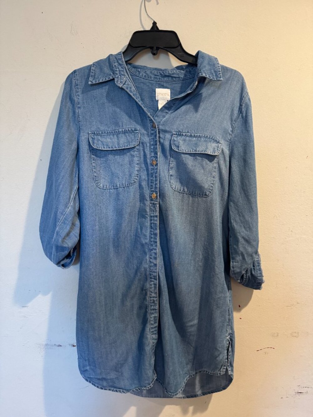 Chico Long Denim Women's Tencel 100% Dress Shirt size 0
